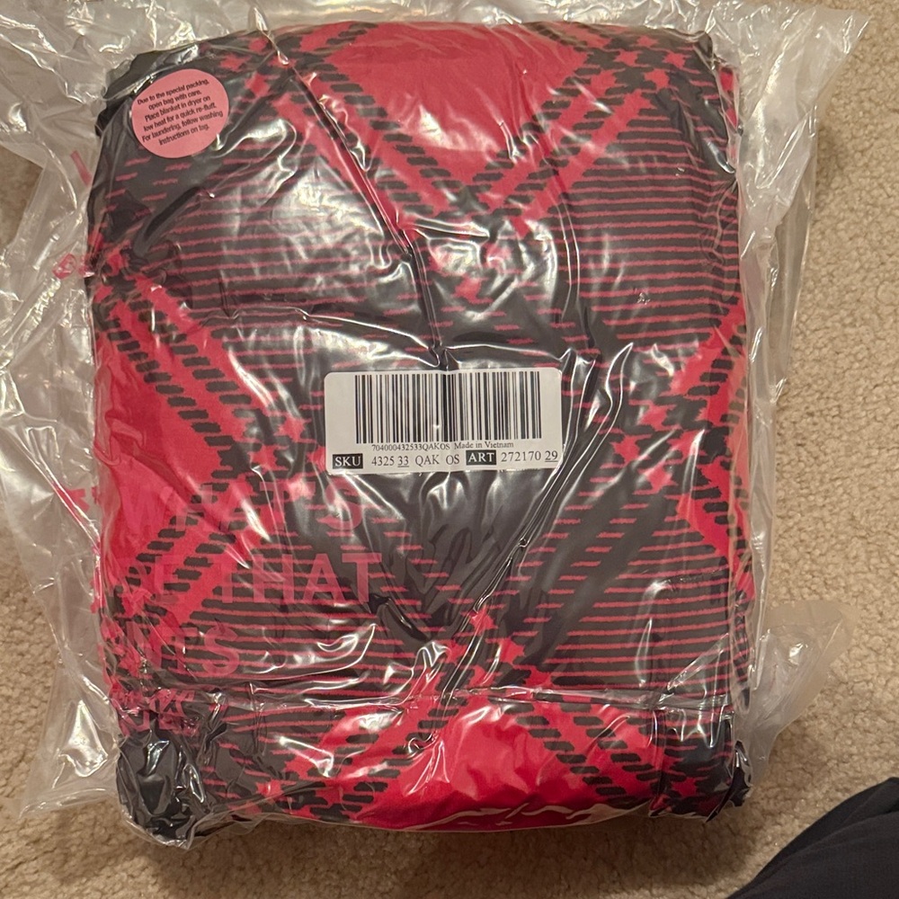 Victoria's Secret Red and Black Plaid Throw Blanket